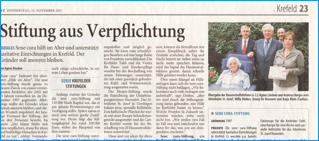 Zeitungsausschnitt der WZ vom 15.11.2007