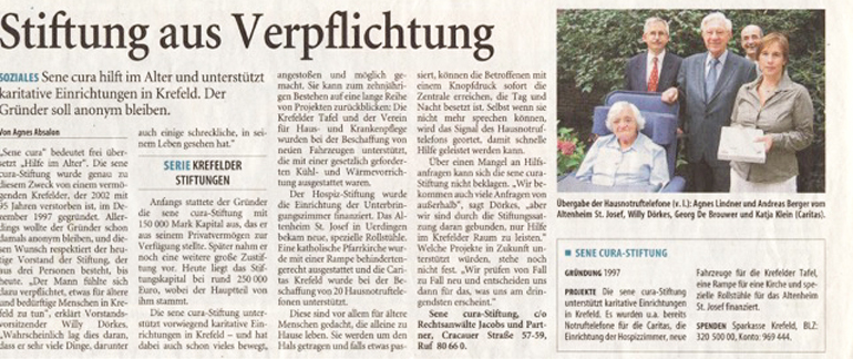 Bild des Zeitungsartikels der WZ